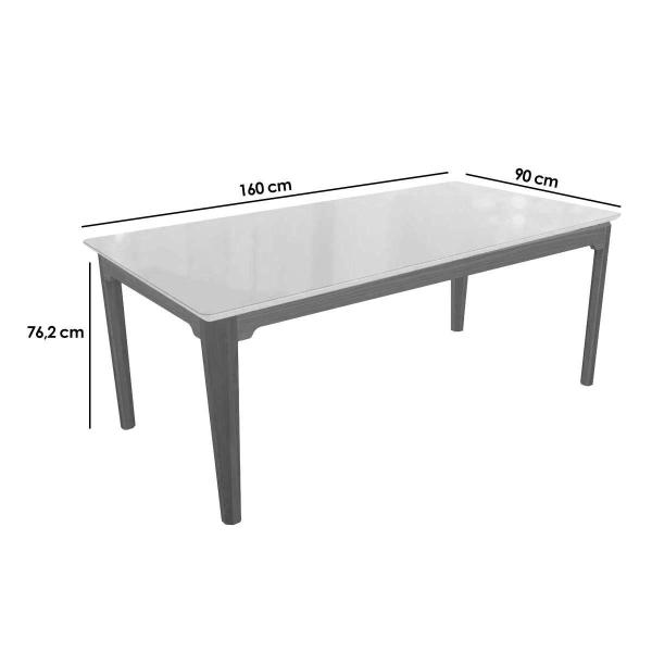 Imagem de Mesa de Sala Jantar Alda Madeira Maciça c/Tampo Madeirado c/ Vidro 90x160cm Carvalho/Nogueira/Vidro Nogueira - Kappesberg