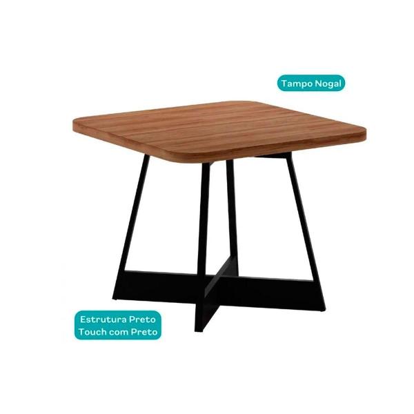 Imagem de Mesa de Sala Jantar Átria 1593 Quadrada Aço c/Tampo Madeirado 90x90cm Nogal/preto/preto - Carraro