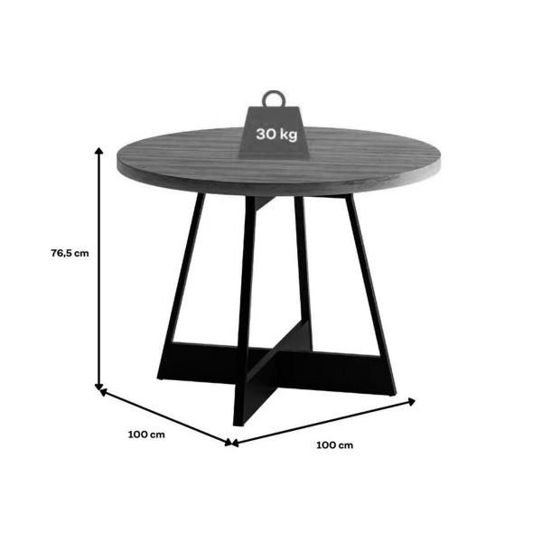 Imagem de Mesa de Sala Jantar Átria 1594 Redonda Aço c/Tampo Madeirado Redondo 100cm Nogal/Freijo Rose - Carraro