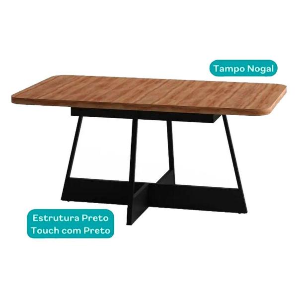 Imagem de Mesa de Sala Jantar Átria Retangular 1592 Aço c/Tampo Madeirado 160x90cm Nogal/Freijo Rose - Carraro