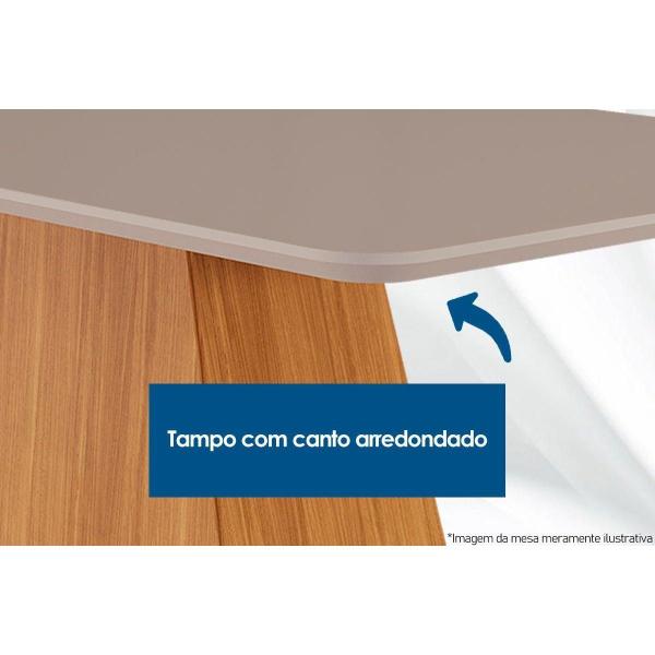 Imagem de Mesa de Sala Jantar Canes c/Tampo Madeirado Vidro Curvo 170x90cm Freijó/Off White - DJ Móveis