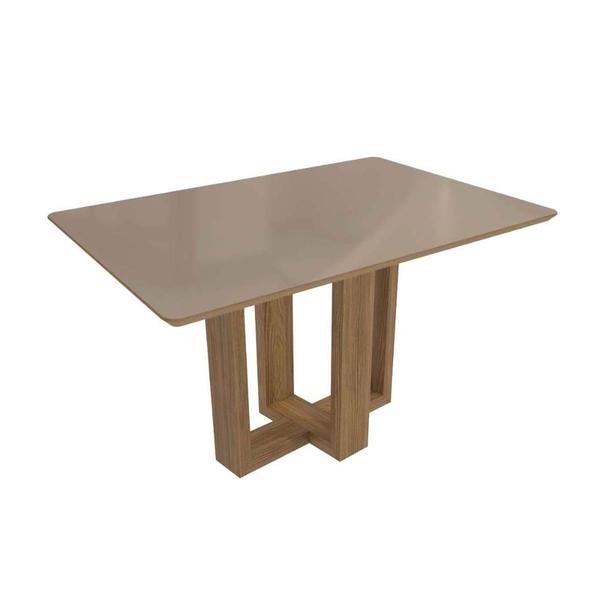 Imagem de Mesa de Sala Jantar Centella c/Tampo Madeirado c/ Vidro 80x120cm Nogueira/Vidro Bronze - Kappesberg