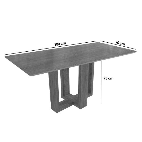 Imagem de Mesa de Sala Jantar Centella c/Tampo Madeirado c/ Vidro 90x180cm Nogueira/Vidro Nogueira - Kappesberg