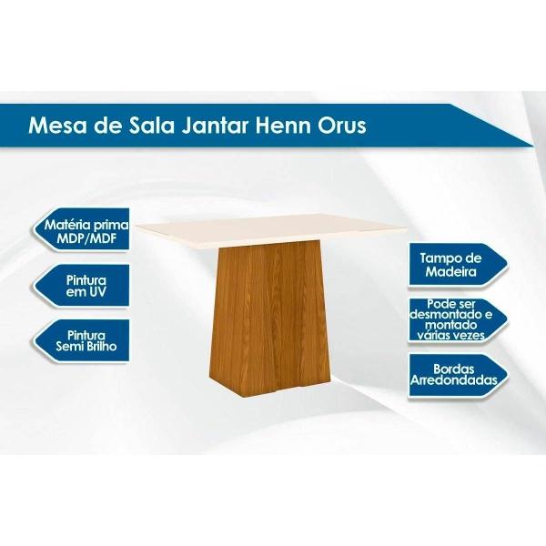 Imagem de Mesa de Sala Jantar de Jantar Orus c/ Tampo Madeirado 120x80cm Nature/Off White - Henn