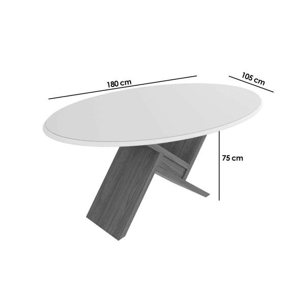 Imagem de Mesa de Sala Jantar Didal c/ Tampo Madeirado c/ Vidro 105x180cm Nogueira/Preto fosco/Vidro preto - Kappesberg