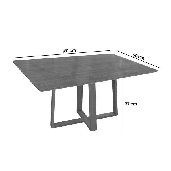 Imagem de Mesa de Sala Jantar Elma Madeira Maciça c/Tampo Madeirado c/ Vidro 90x160cm Carvalho/Nogueira/Vidro Nogueira - Kappesberg