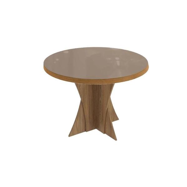 Imagem de Mesa de Sala Jantar Figueira c/ Tampo Madeirado c/ Vidro 105x105cm Nogueira/Vidro Bronze - Kappesberg