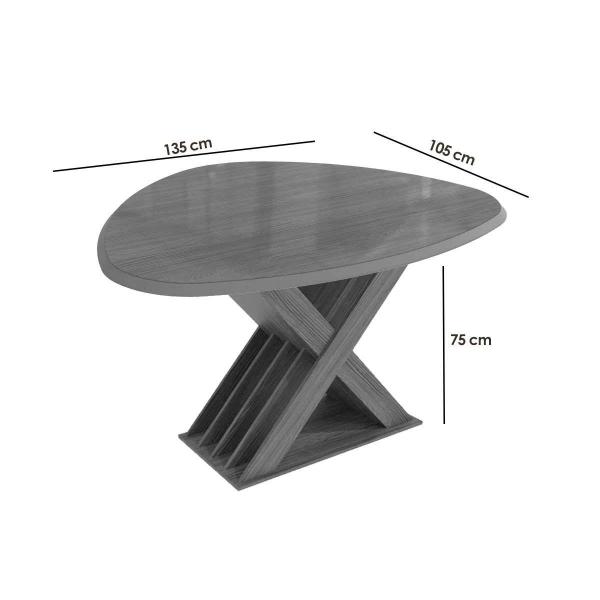 Imagem de Mesa de Sala Jantar Graviola c/Tampo Madeirado c/ Vidro 105x135cm Nogueira/Vidro Nogueira - Kappesberg