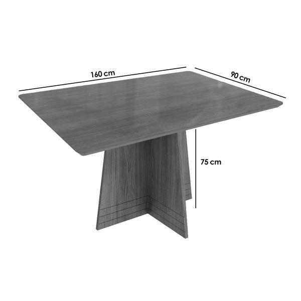 Imagem de Mesa de Sala Jantar Lótus c/ Tampo Madeirado c/ Vidro 80x120cm Nogueira/Preto fosco/Vidro preto - Kappesberg