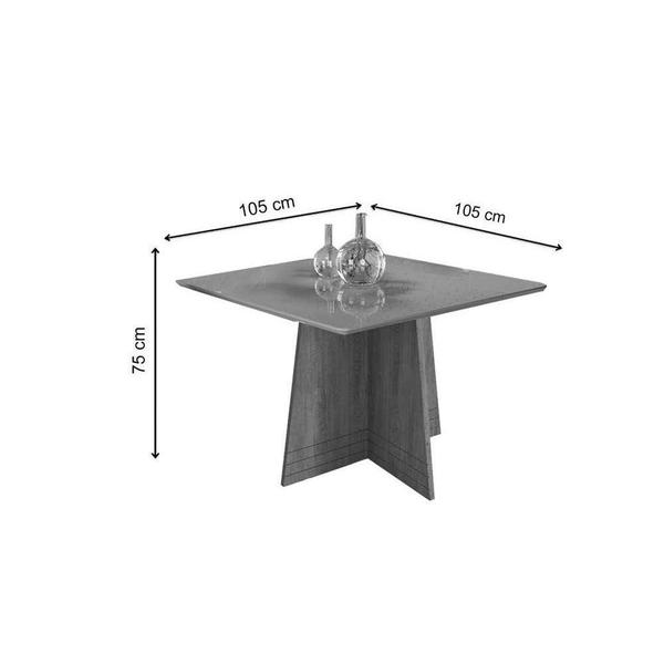 Imagem de Mesa de Sala Jantar Lótus + Tampo Madeirado c/ Vidro 105x105m Freijo/Bronze - Kappesberg