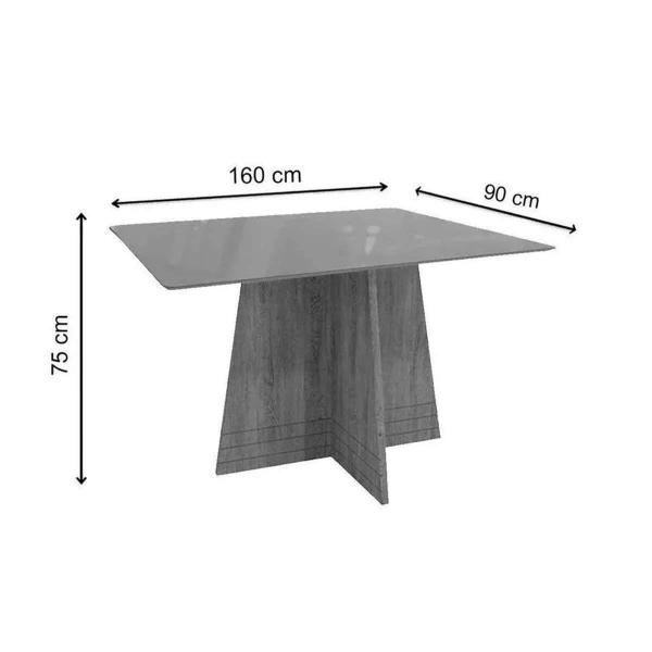 Imagem de Mesa de Sala Jantar Lótus + Tampo Madeirado c/ Vidro 160x90cm Freijó/Off White - Kappesberg