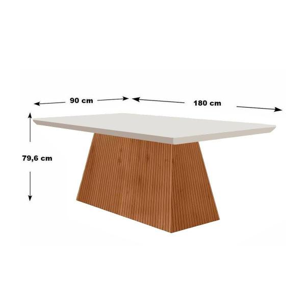 Imagem de Mesa de Sala Jantar Luna + Tampo Madeirado Curvo 180x90cm Imbuia - Rufato