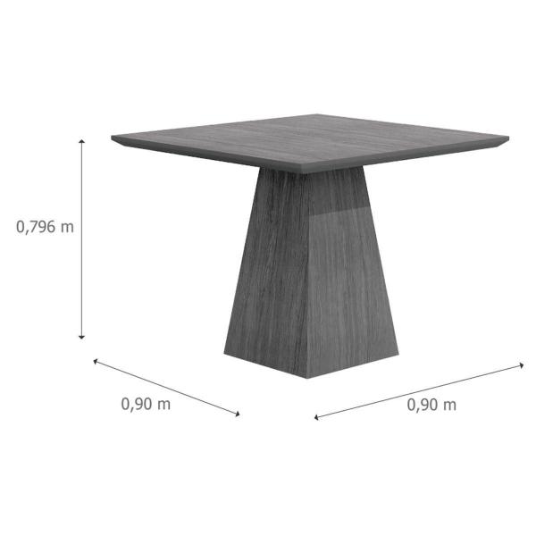 Imagem de Mesa de Sala Jantar Luna + Tampo Madeirado Vidro Reto 90x90cm Imbuia - Rufato