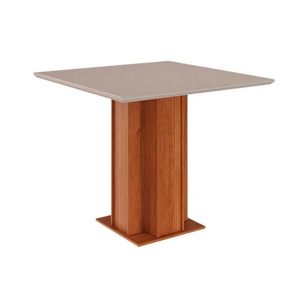 Imagem de Mesa de Sala Jantar Sophia c/Tampo Madeirado Vidro 95X95cm Cinamomo/Off White - Cimol