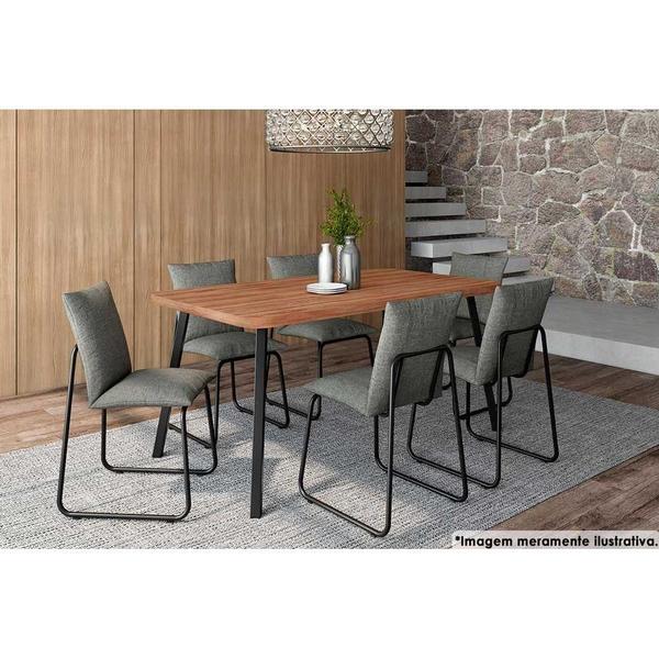 Imagem de Mesa de Sala Jantar Stellar 1597 Aço c/Tampo Madeirado 160x90cm Nogal/Preto - Carraro