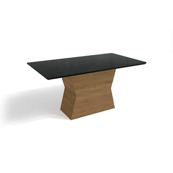 Imagem de Mesa de Sala Jantar Tilia + Tampo Madeirado Vidro 160x90cm Freijo/Preto - Kappesberg