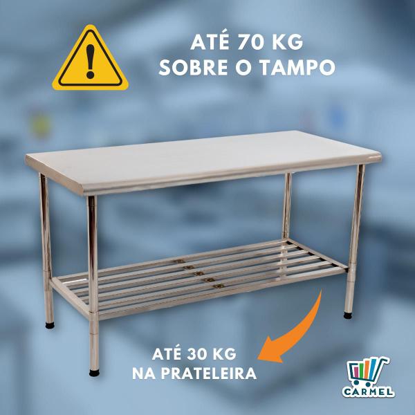 Imagem de Mesa De Serviço 140 X 60 Bancada Apoio 1,40m Imeca Total Inox Com Grade