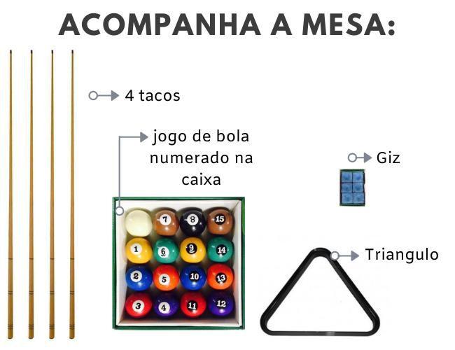 Imagem de Mesa de Sinuca e jantar com 2 Bancos - 2,00x1,10