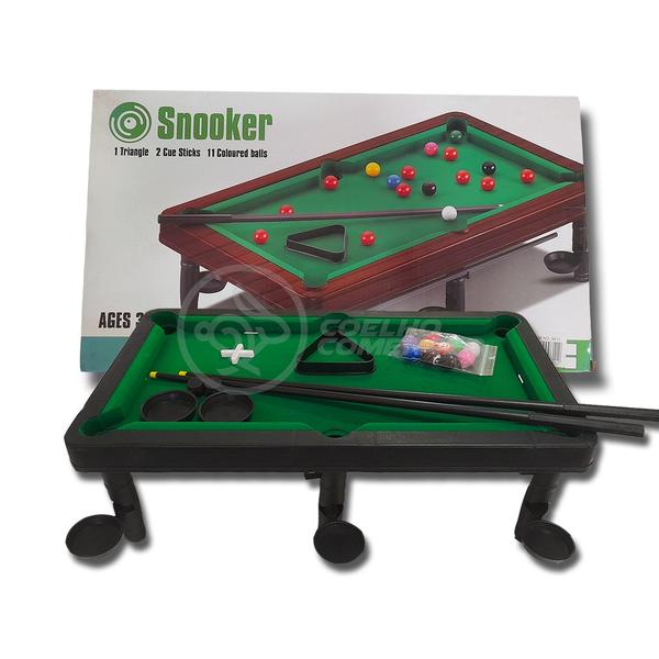 Imagem de Mesa de Sinuca Snooker 44x24 Bilhar Infantil Brinquedo 11 Bolas Coloridas e Numeradas