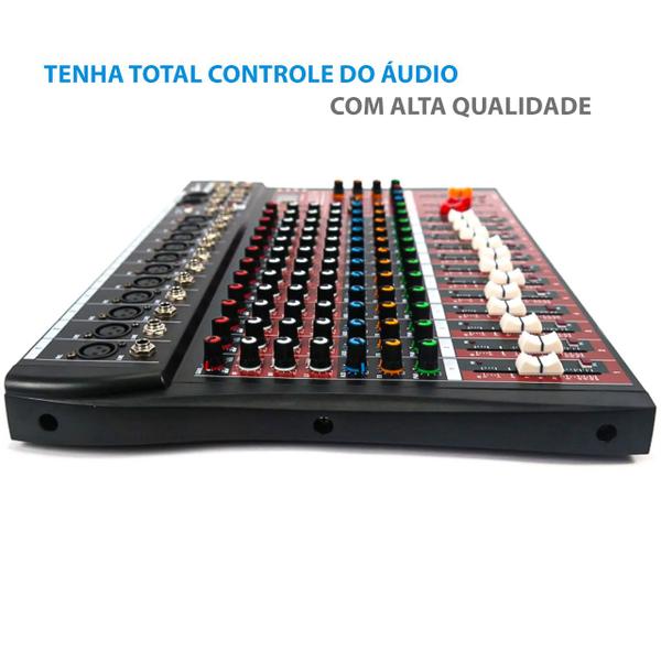 Imagem de Mesa de Som 12 Canais MX12TEQ Combo Phantom Power Bluetooth AUX 16 Efeitos EQ 7 BAND MXT