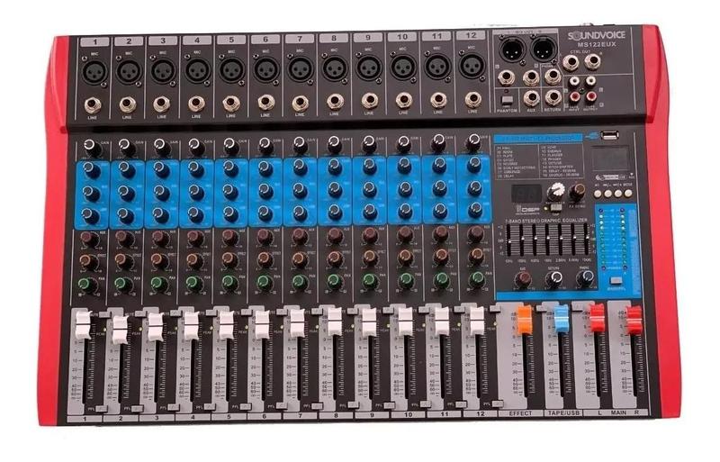 Imagem de Mesa De Som 12 Canais Profissional Soundvoice Ms-122 Eux