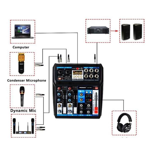 Imagem de Mesa De Som 6 Canais Função Bluetooth Dj Balada Lista 16 Efeitos Digitais TYT006MINI