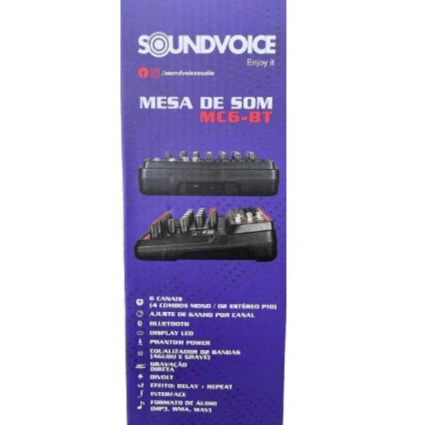 Imagem de Mesa De Som 6 Canais Mc6Bt Interface Soundvoice