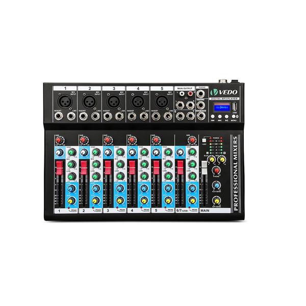 Imagem de Mesa de Som 7 Canais Profissional Equalizador Bluetooth Usb Placa de Som Interface de Áudio Mixer