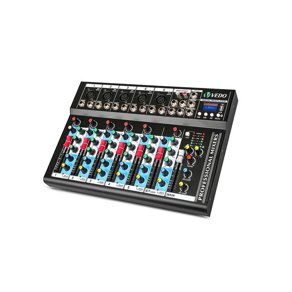 Imagem de Mesa de Som 7 Canais Profissional Equalizador Bluetooth Usb Placa de Som Interface de Áudio Mixer