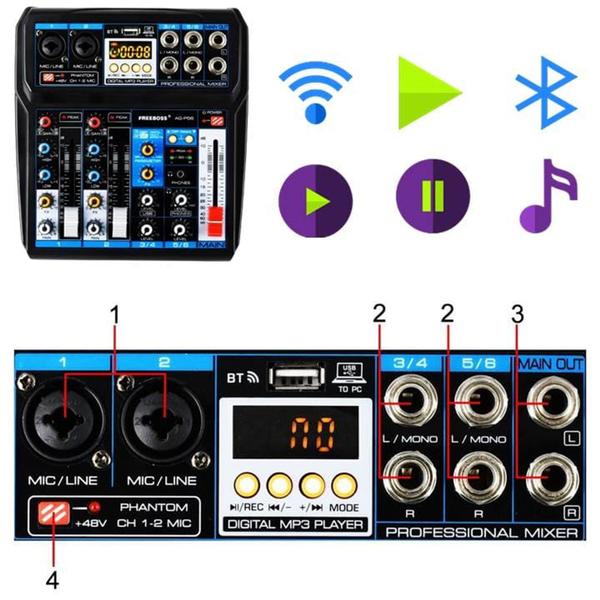 Imagem de Mesa De Som Bluetooth Mp3 16 Efeitos Profissinal DC 5V/1A via USB TYT006MINI