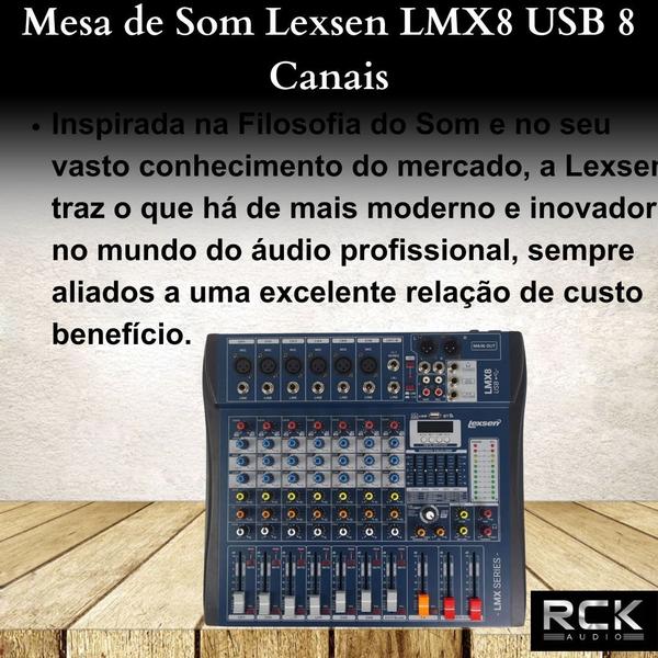 Imagem de Mesa de Som Lexsen LMX8 USB 8 Canais