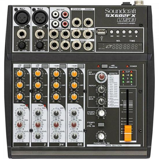 Imagem de Mesa de Som Soundcraft SX602FX 6 Canais USB Preta