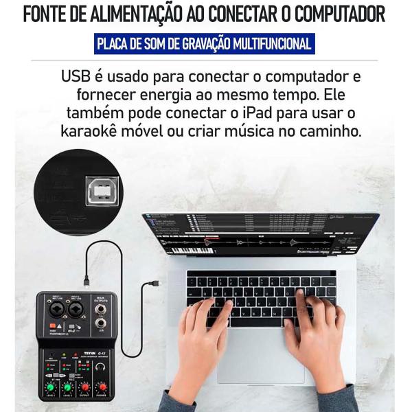 Imagem de Mesa De Som Teyun Q-12 Interface De Audio Usb Pc 2 Canais