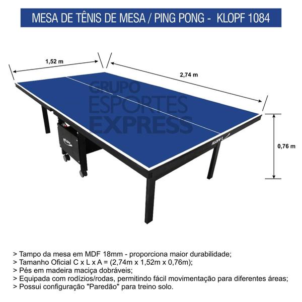 Imagem de Mesa de Tênis de Mesa com Paredão - Mdf 18mm - Klopf - Cód. 1084