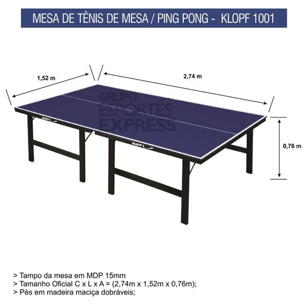 Imagem de Mesa De Tênis De Mesa Ping Pong MDP 15mm Klopf Cód. 1001