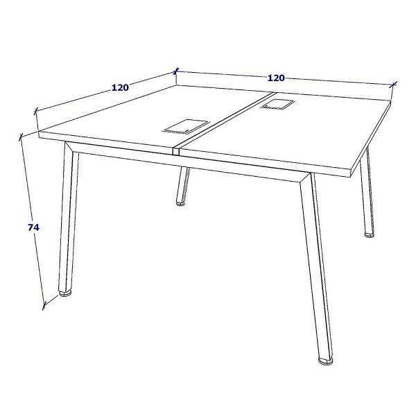 Imagem de Mesa de Trabalho 2 Lugares Nogal Pés Cavalete 1,20m F5