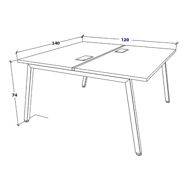 Imagem de Mesa de Trabalho 2 Lugares Pre Pés Cavalete 1,40m F5