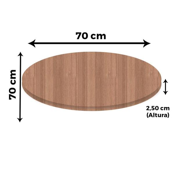 Imagem de Mesa Delta em Alumínio 75 cm (Alt) Base em X Tampo MDP Redondo 70 cm (Larg) x 2,50 cm (Alt) Noce Nat