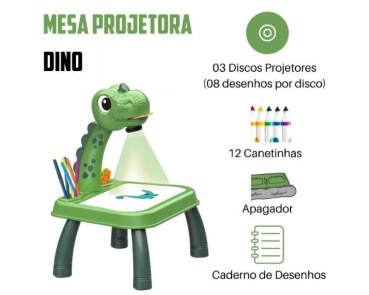 Imagem de Mesa Desenho Projetora Dino com Canetinha Luz e Som