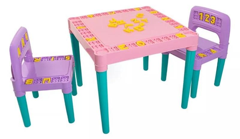 Imagem de Mesa Didática Infantil Com Cadeiras Tritec Rosa/Lilás