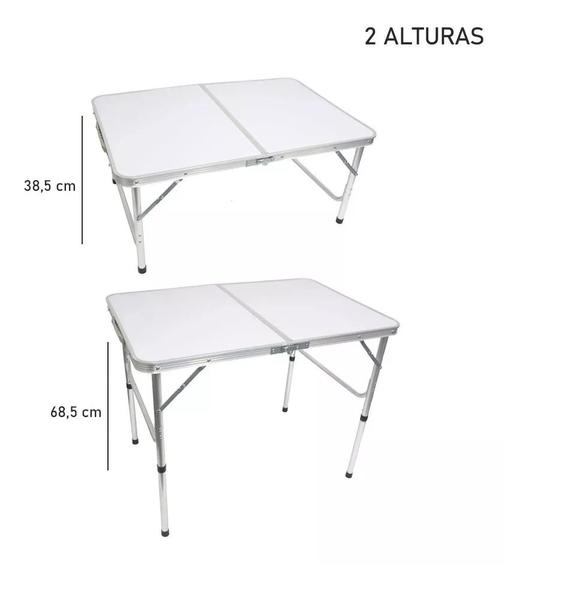 Imagem de Mesa Dobravel Aluminio 90x60cm Vira Maleta Camping