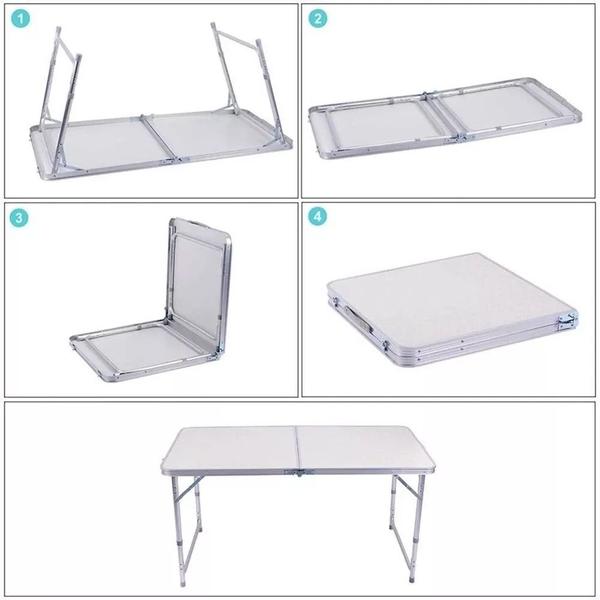 Imagem de Mesa Dobravel Aluminio 90x60cm Vira Maleta Camping