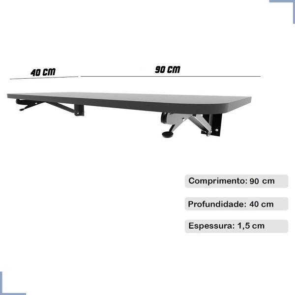 Imagem de Mesa Dobravél Branca 90x40cm De Parede Suspensa