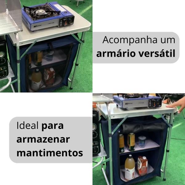 Imagem de Mesa Dobravel com Armario em Aluminio Modelo Serena Portatil para Camping e Pesca  Nautika 