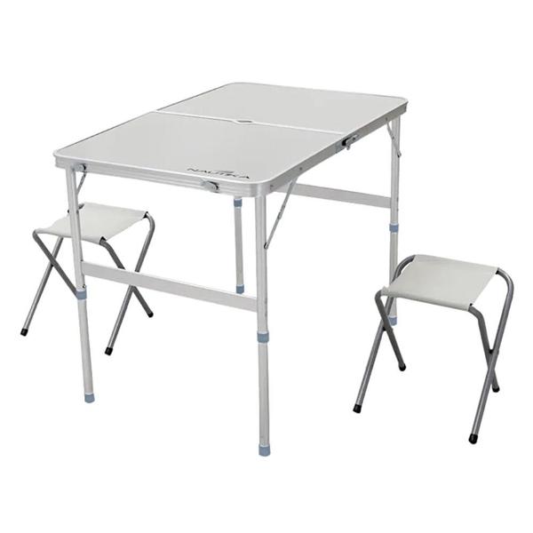 Imagem de Mesa Dobravel com Banquetas Camping Aluminio Maleta Domo  Nautika 