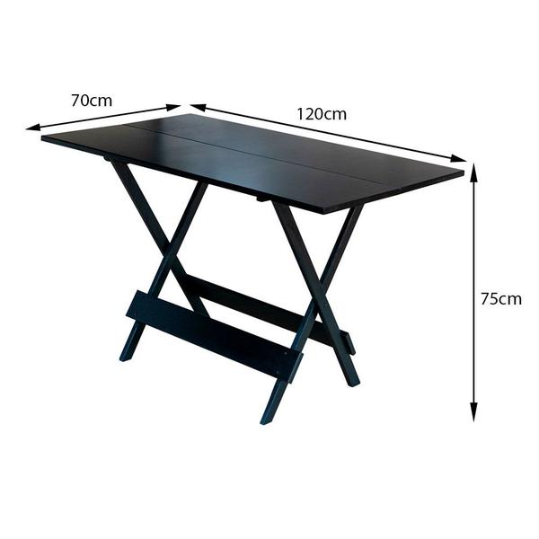 Mesa Dobravel de Madeira 120 X 70 Ideal para Bar e Restaurante - Preto - Móveis Guará Imagem de Mesa Dobravel de Madeira 120 X 70 Ideal para Bar e Restaurante - Preto