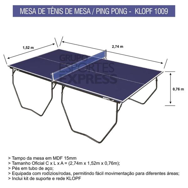 Imagem de Mesa Dobrável de Tênis de Mesa com pés com Rodízios -  Klopf - Cód. 1009