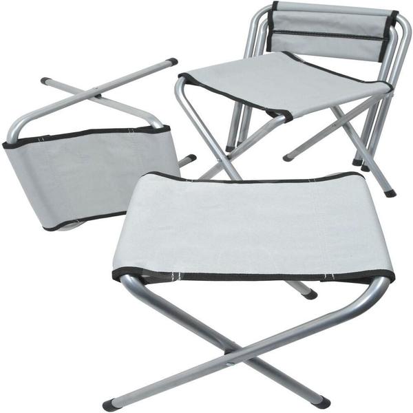 Imagem de Mesa dobravel em aluminio com 4 cadeiras maleta portatil grande 120x60cm altura ajustavel camping