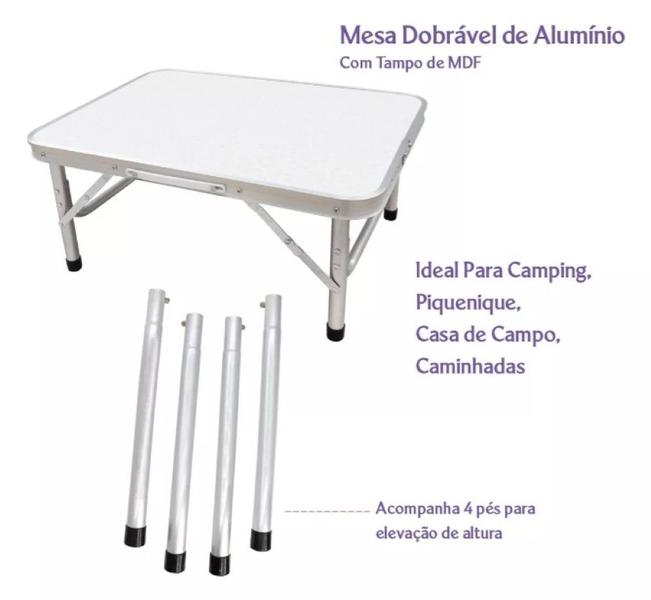 Imagem de Mesa Dobravel Maleta Aluminio Mdf 60x45cm Shark Blue