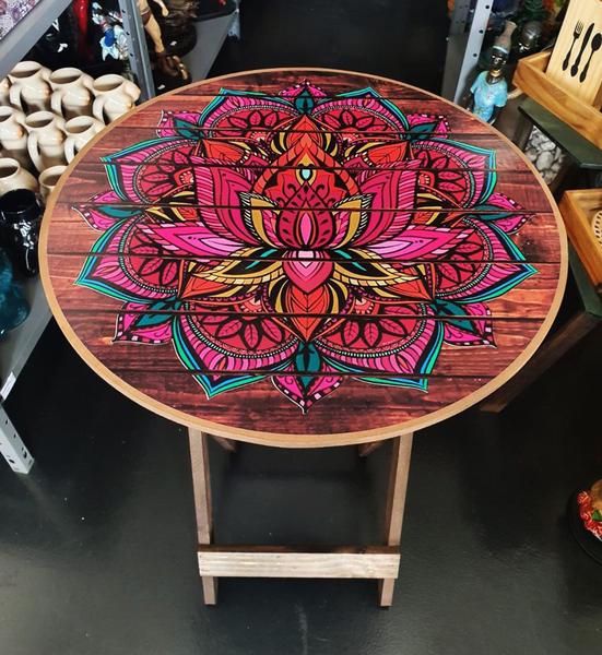 Imagem de Mesa Dobrável Mandala Adesivada Flor De Lótus Varanda